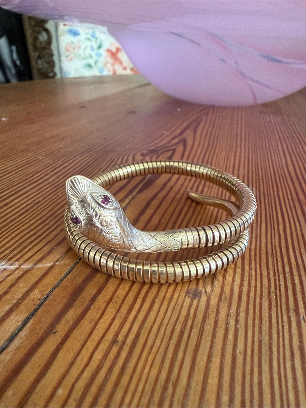 Antique 9K coiled snake bracelet with garnet eyes. 👀
